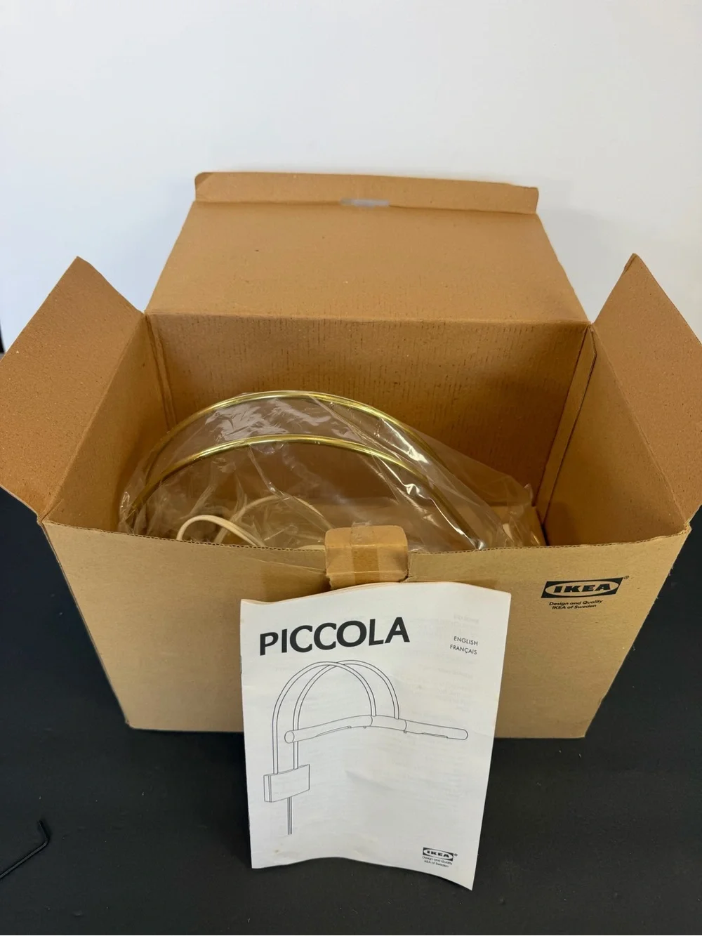 IKEA PICCOLA Wall Mount Picture Light Brass Arc Lamp NIB Tested Working